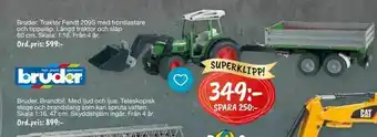 Leklust Bruder Traktor Fendt 209S med frontlastare och tippsläp erbjuda
