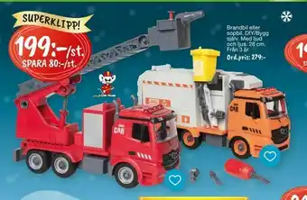 Leklust Brandbil eller sopbil. erbjuda