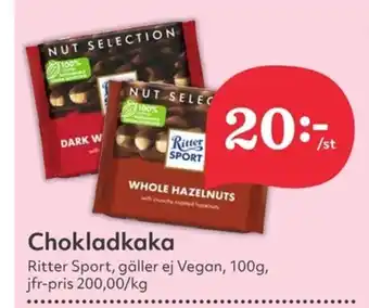 Hemköp RITTER SPORT Chokladkaka erbjuda