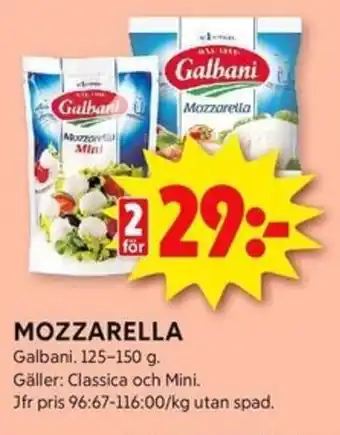 ICA Kvantum GALBANI Mozzarella erbjuda