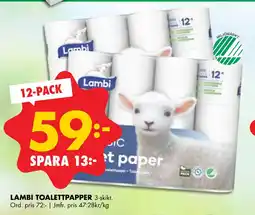 ÖoB LAMBI TOALETTPAPPER erbjuda