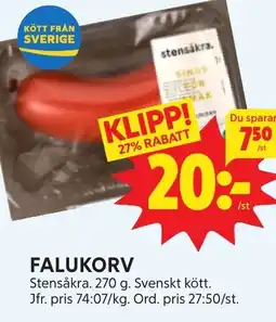 Ica Hajen Lagpris STENSÅKRA Falukorv erbjuda