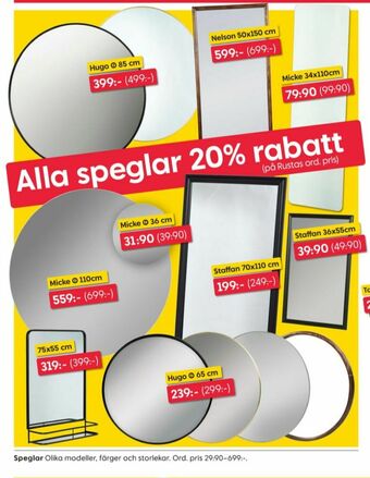 Rusta Speglar erbjuda