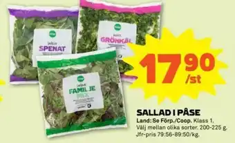 Coop Forum Coop Sallad I Påse 200-225g erbjuda