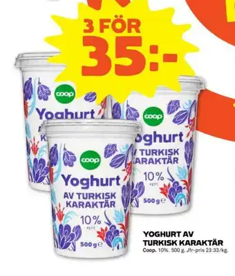 Coop Yoghurt Av Turkisk Karaktär 500g