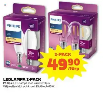 Philips Ledlampa 2-pack