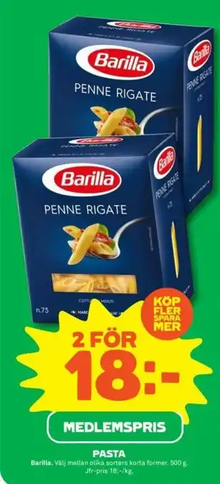 Coop Forum Barilla Pasta 500g erbjuda