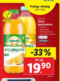 Lidl Färsk apelsinjuice erbjuda