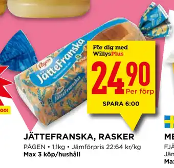 Willys JÄTTEFRANSKA, RASKER erbjuda