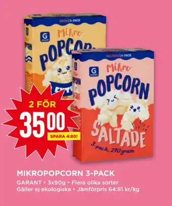 Willys MIKROPOPCORN 3-PACK erbjuda