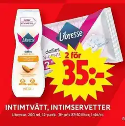 ICA Maxi LIBRESSE Intimtvätt, Intimservetter erbjuda