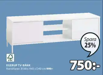 JYSK Egerup TV-Bänk B138 x H45 x D40 cm erbjuda