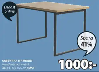 JYSK Aabenraa Matbord B80 x L120 x H75 cm erbjuda
