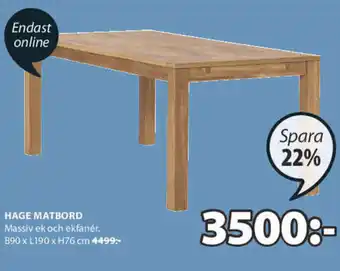 JYSK Hage Matbord B90 x L190 x H76 cm erbjuda