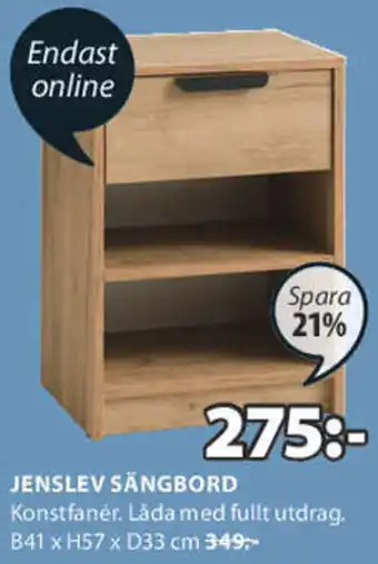 JYSK Jenslev Sängbord B41 x H57 x D33 cm erbjuda