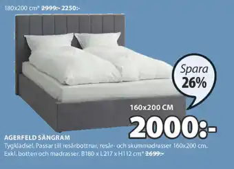 JYSK Agerfeld Sängram B180 x L217 x H112 cm erbjuda