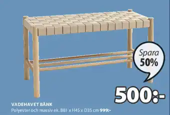 JYSK Vadehave Bänk B81 x H45 x D35 cm erbjuda