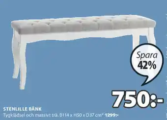 JYSK Stenlille Bänk B114 x H50 x D37 cm erbjuda