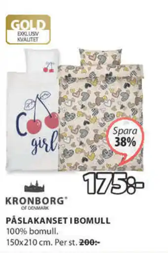 JYSK Kronborg Påslakanset I Bomull 150x210 cm erbjuda