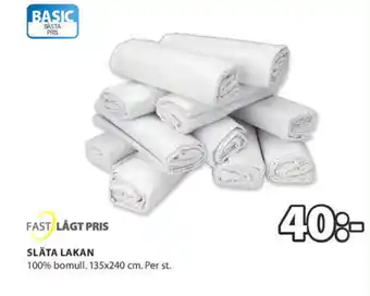 JYSK Släta Lakan 135x240 cm erbjuda