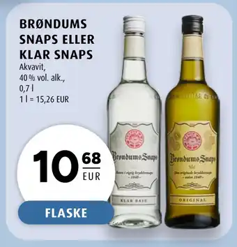 Scandinavian Park BRØNDUMS SNAPS ELLER KLAR SNAPS erbjuda