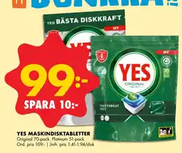 ÖoB YES MASKINDISKTABLETTER erbjuda