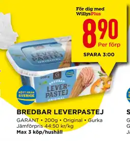 Willys BREDBAR LEVERPASTEJ erbjuda