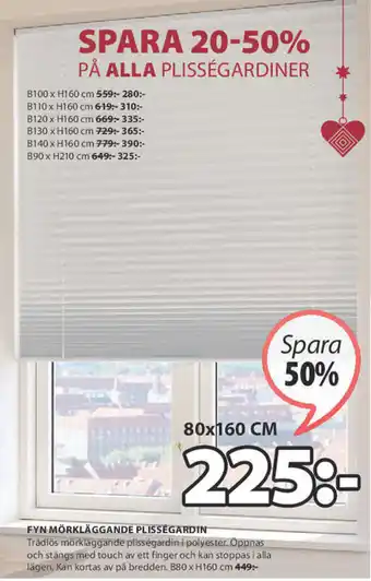 JYSK Fyn Mörkläggande Plisségardin B80 x H160 cm erbjuda