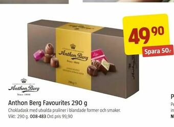 Jula Anthon Berg Favourites 290 g erbjuda