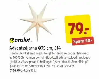 Jula Adventsstjärna Ø75 cm, E14 erbjuda