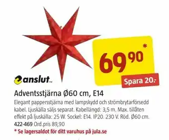 Adventsstjärna Ø60 cm, E14