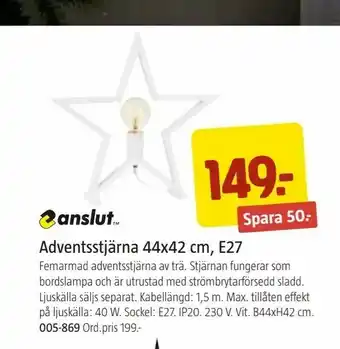 Jula Adventsstjärna 44x42 cm, E27 erbjuda