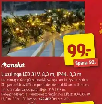 Jula Ljusslinga LED 31 V, 8,3 m, IP44, 8,3 m erbjuda