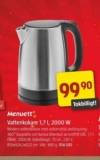 Jula Vattenkokare 1,7 l, 2000 W erbjuda