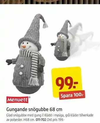 Gungande snögubbe 68 cm
