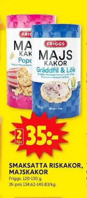 ICA Kvantum FRIGGS Smaksatta riskakor, majskakor erbjuda