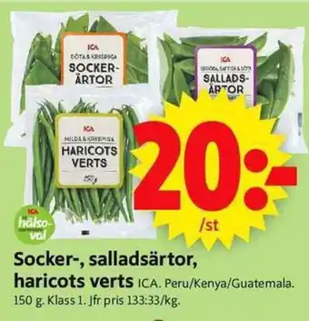 ICA Supermarket ICA Socker-, salladsärtor, haricots verts erbjuda