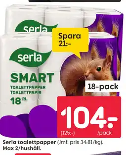 Rusta Serla toalettpapper erbjuda