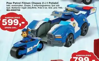 Lekextra Paw Patrol Filmen Chases 2-i-1 Polisbil erbjuda