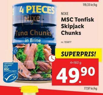 Lidl MSC Tonfisk Skipjack Chunks erbjuda