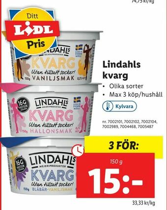 Lidl Lindahls kvarg erbjuda