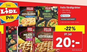 Lidl Felix färdigrätter erbjuda