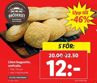 Lidl Liten baguette, ostfralla erbjuda