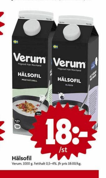 ICA Nära Verum Hälsofil Filmjölk erbjuda