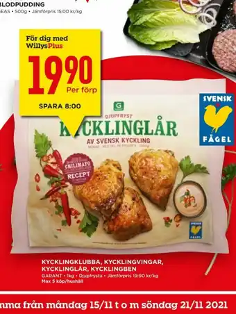 Willys Hemma Garant Kycklingvingar erbjuda