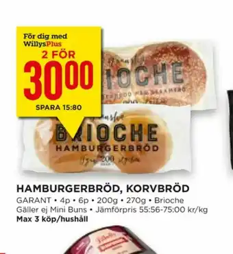 Willys Hemma Brioche Korvbröd erbjuda