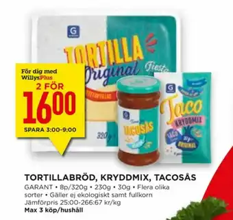 Willys Hemma Garant Tacosås erbjuda