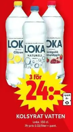 ICA Maxi LOKA Kolsyrat vatten erbjuda