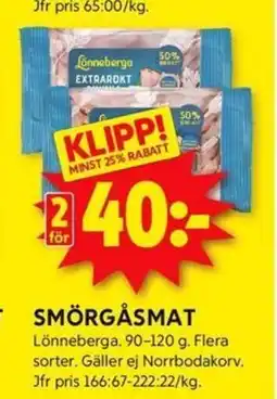 ICA Kvantum LÖNNEBERGA Smörgåsmat erbjuda
