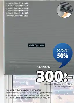 JYSK FYN MÖRKLÄGGANDE PLISSÉGARDIN erbjuda